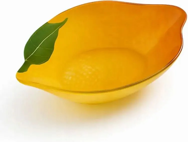 Stílusos üveg dekorációs tál snackekhez citrom