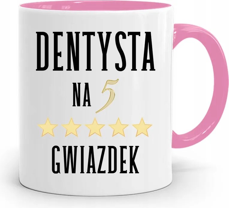 Rózsaszín Fogorvos Ajándék Bögre 5 Csillagos, fényképes nyomattal