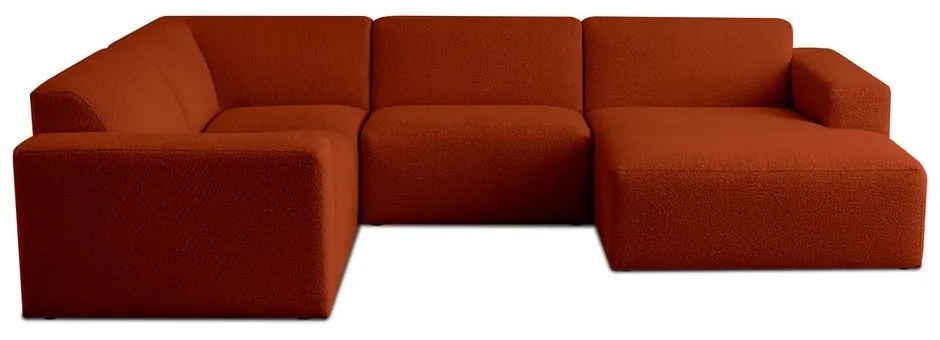 Téglavörös buklé sarokkanapé (U alakú) Roxy – Scandic