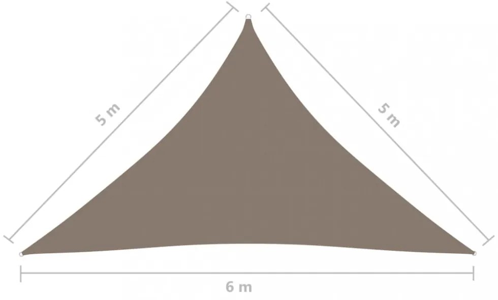 tópszínű háromszögű oxford-szövet napvitorla 5 x 5 x 6 m
