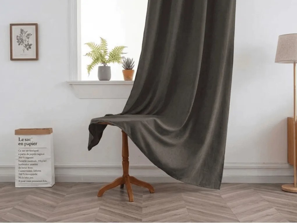 Függöny TAVIO 140x250 cm, szürkésbarna Felfüggesztés: Hullámos sínszalag