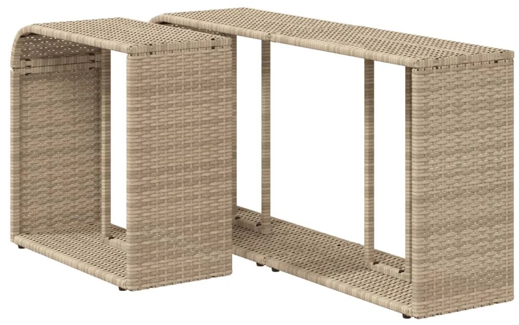 2 db bézs polyrattan tárolópolc