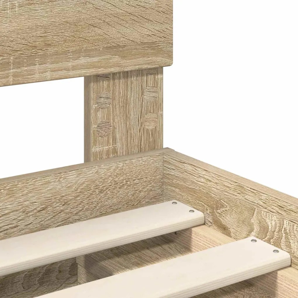 vidaXL Ágykeret fejtámlával Sonoma 200 x 200 cm Tömör fenyőfa