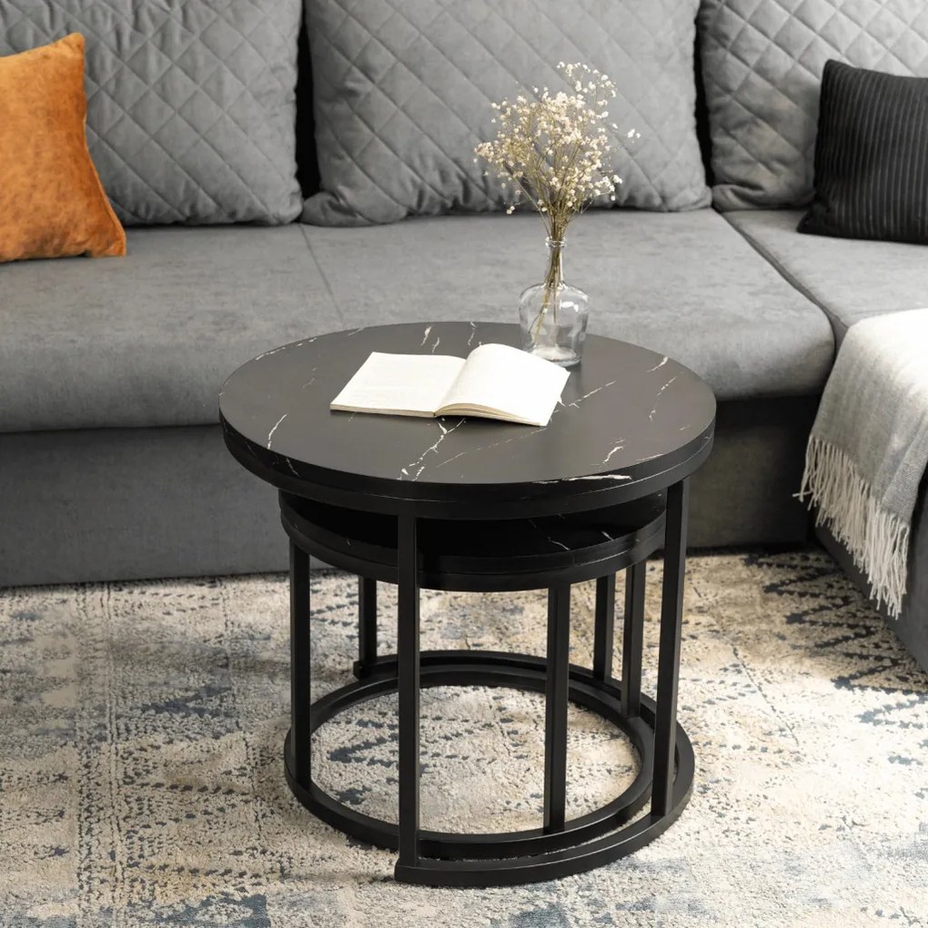 Zestaw Stolików MAURO Czarny márvány