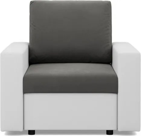 Panama fotel, bársony + műbőr, szürke - fehér