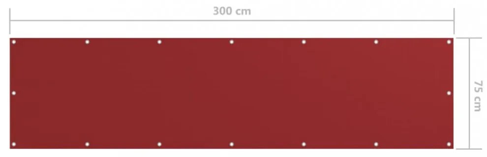piros oxford-szövet erkélyparaván 75 x 300 cm