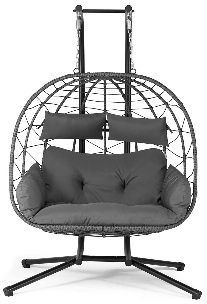 Juskys Rattan függő dupla fotel Aria - sötétszürke