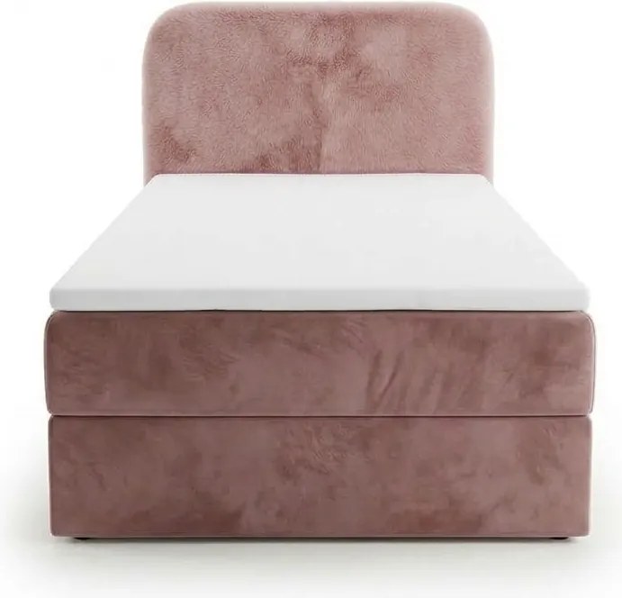 Kárpitozott boxspring ágy FORENA 90x200 cm óarany rózsaszínű Matrac: Bonell rugós matrac