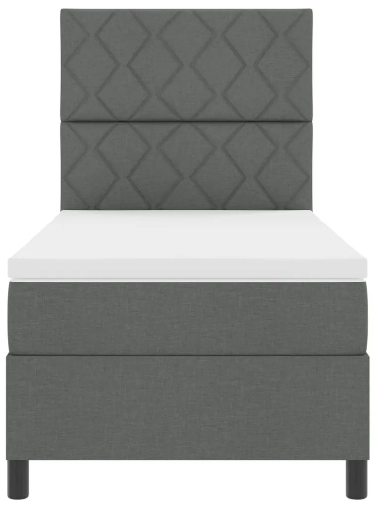 Rugós ágy matraccal és LED világítással, sötétszürke, 100 x 200 cm, szövet