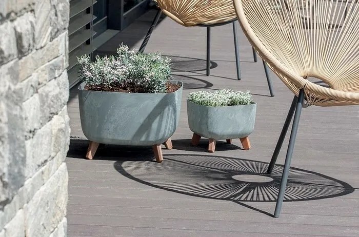 GRACIA SQUARE BETON EFFECT virágtartó 39 cm, szürke