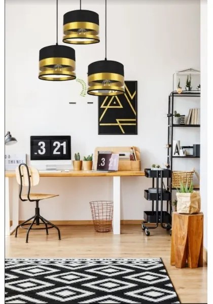 Csillár zsinóron MILO 3xE27/60W/230V arany/fekete