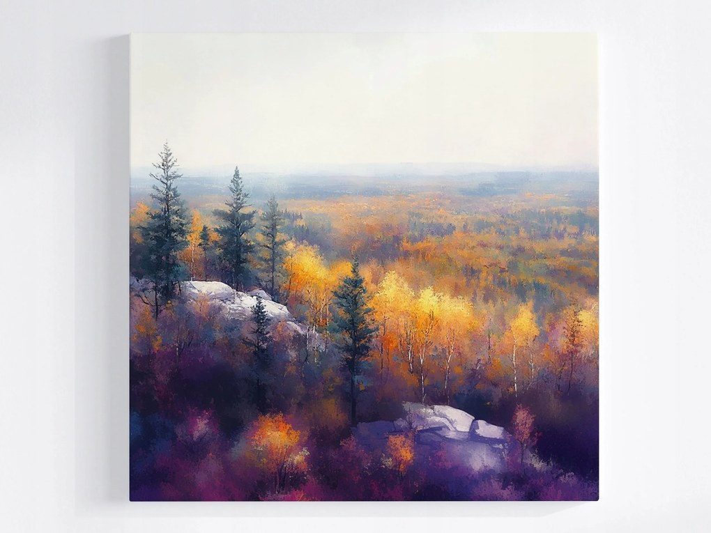 Poszter Tájkép Természet Hegyek Tátra Erdő Ősz Panoráma 40x40