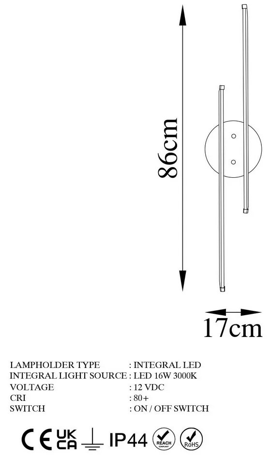 Umut - 13299 fali lámpa, fekete