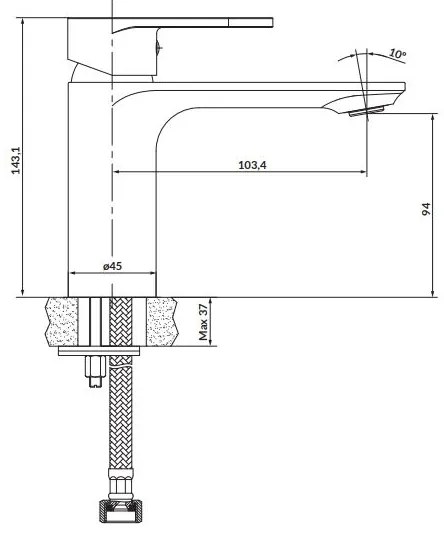 Cersanit S951-331 - Mosdócsap CREA 14,3 cm fekete