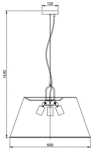 Lámpa Mennyezeti lámpatest KASEL 2 , 6298, AC220-240V, 50/60Hz, 3*E27, max.40W, átmérő 60 cm, szürke