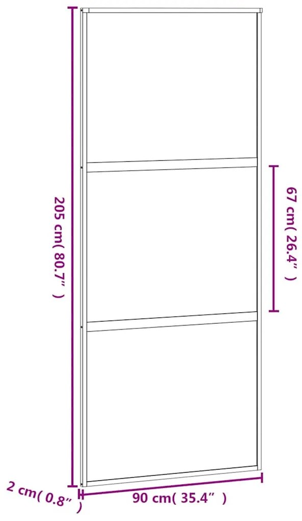 fekete edzett üveg és alumínium tolóajtó 90 x 205 cm