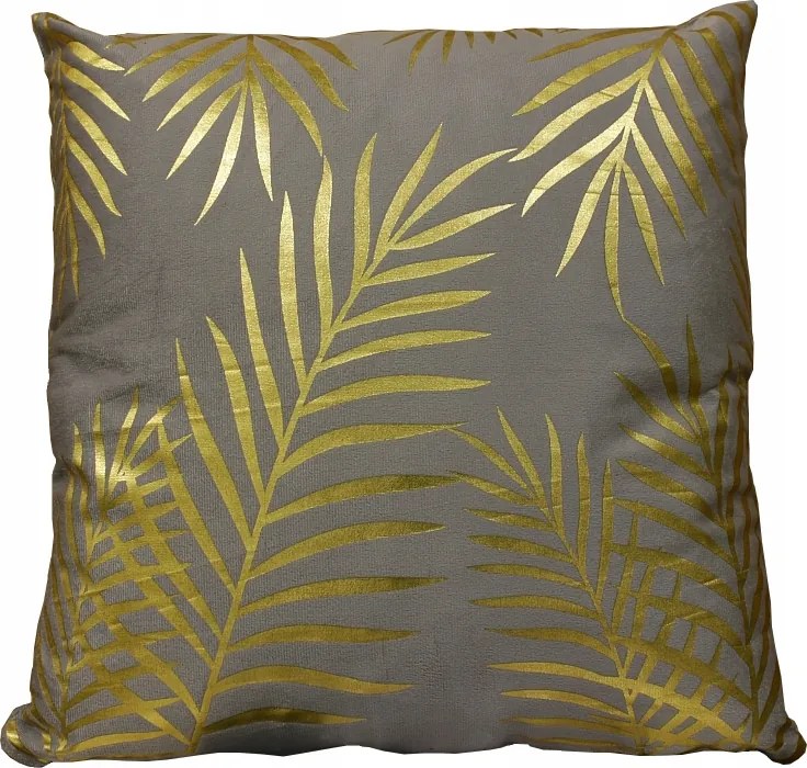 Párnahuzat betéttel Velvet Párna Világos Szürke 40x40 pálmalevél arany