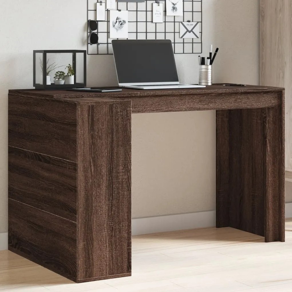 barna tölgy színű szerelt fa irodai asztal 123,5 x 73,5 x 75 cm
