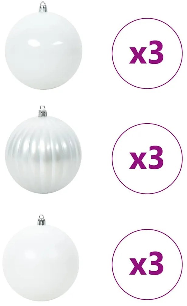 Karácsonyi Díszgömb Készlet 9 pcs Fehér