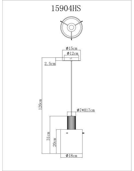Globo 15904HS - Csillár zsinóron TULIVAR 1xE27/40W/230V átm. 18 cm szürke