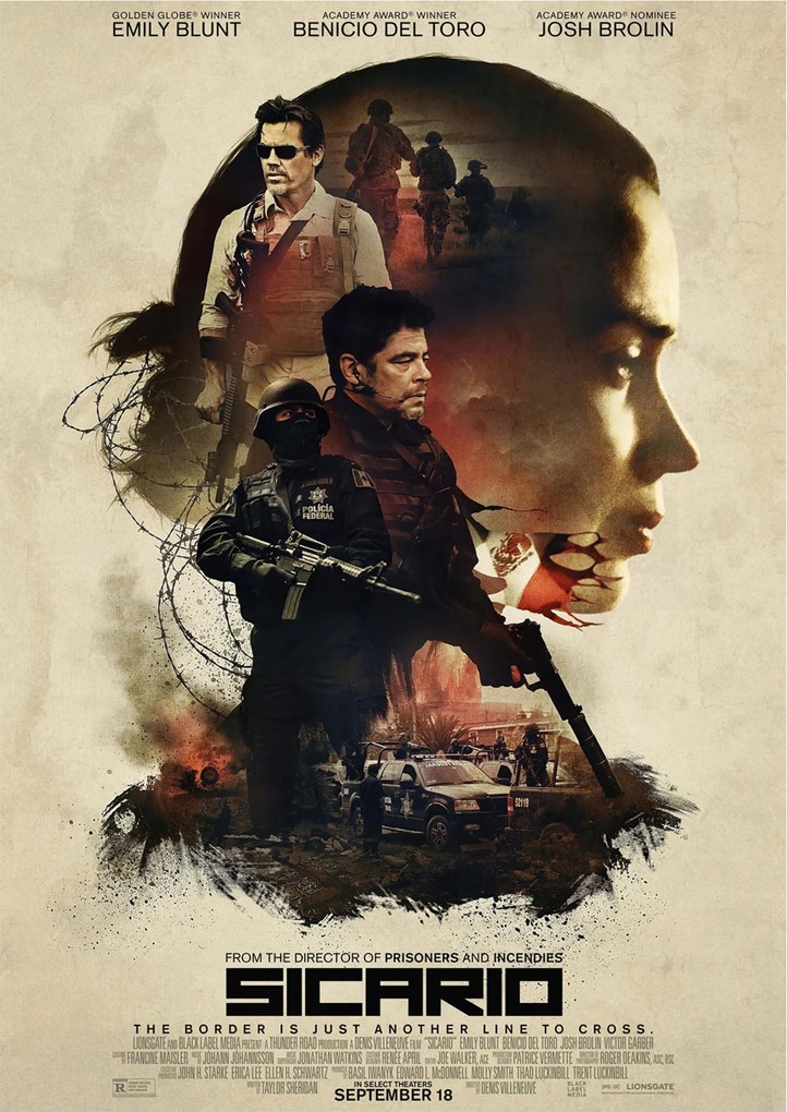 Poszter Sicario 2015 Benicio del Toro Emily Blunt