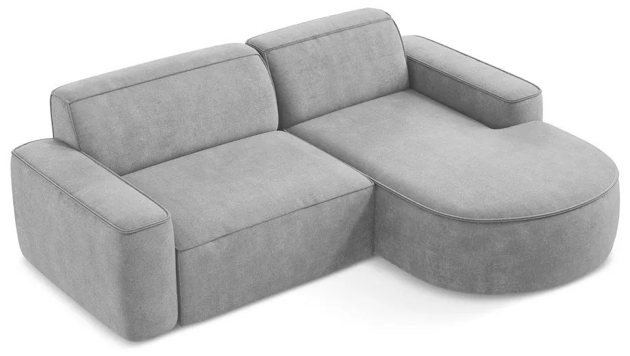 Világosszürke zsenília sarokkanapé (jobb oldali-heverő résszel) Omao – Makamii