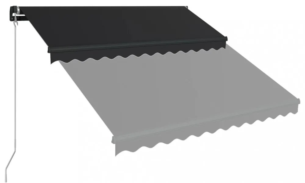 antracitszürke kézzel behúzható napellenző 350 x 250 cm