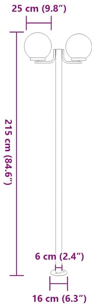 3 db ezüstszínű rozsdamentes acél kültéri állólámpa 215 cm