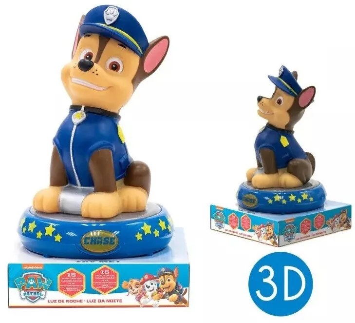 Mancs Őrjárat Chase éjjeli lámpa, éjszakai fény LED 3D