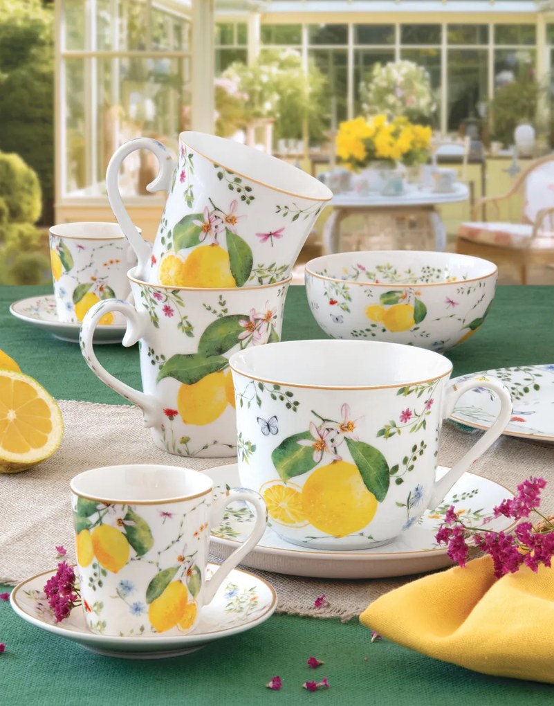 Porcelántál 23cm, Fleurs et Citrons