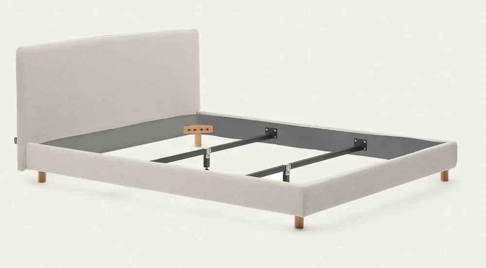 Szürke kárpitozott franciaágy ágyrács nélkül 160x200 cm Valma – Kave Home