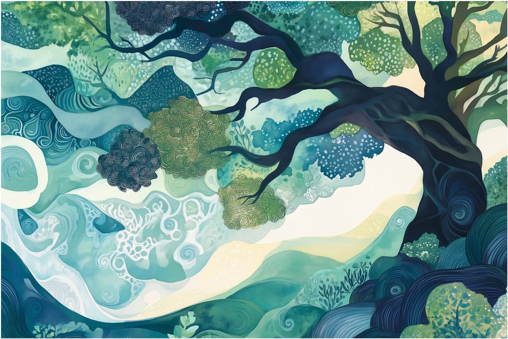Kép – Az életfa zöld lombkoronája (90x60 cm)