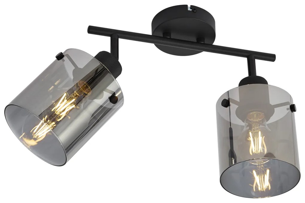 Design mennyezeti spotlámpa fekete füstüveggel 2-lámpás - Domo