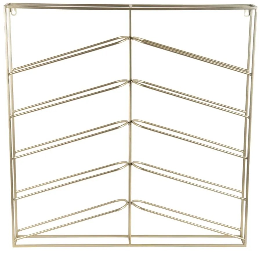 Aranyszínű fali fém bortartó polcos állvány, palackok száma 10 67x66x7,5 cm Cuadro – PT LIVING