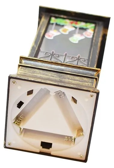 Karácsonyi, kandallót imitáló LED lámpás / 12 cm
