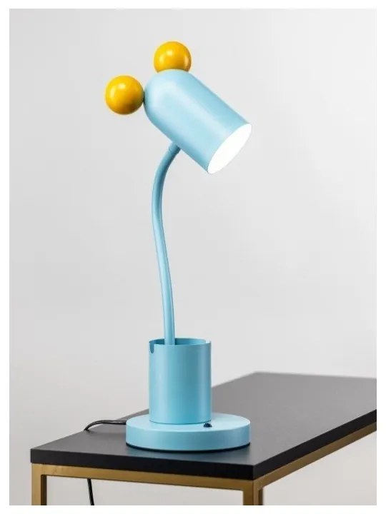 Világoskék asztali lámpa fém búrával (magasság 50 cm) Mouse – GTV