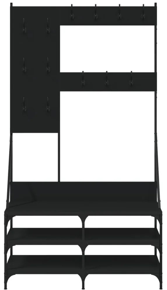 fekete ruhafogas cipőpolccal 100x40x184 cm