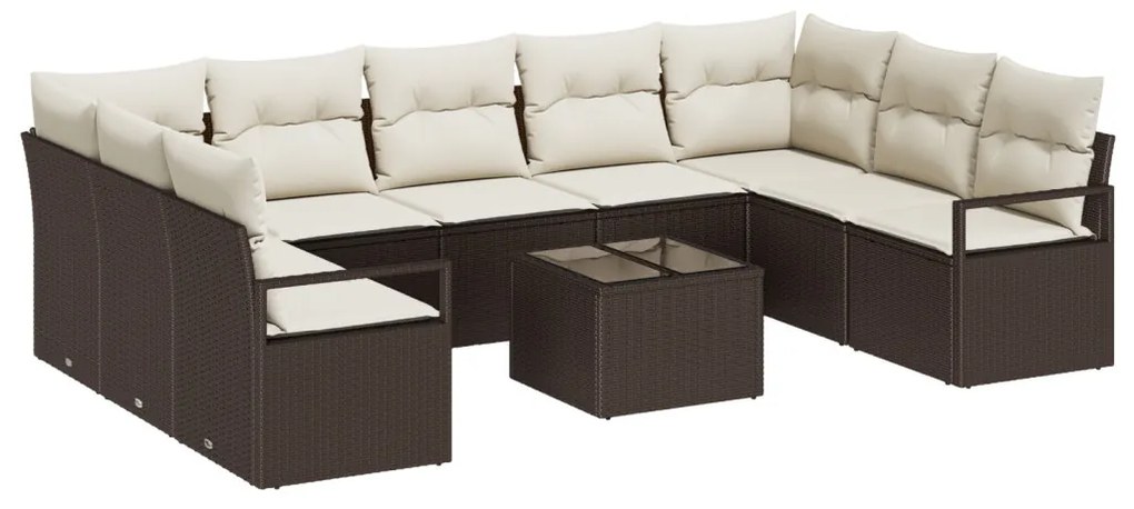 Kerti Kanapé Szett 10 pcs Barna Poli rattan