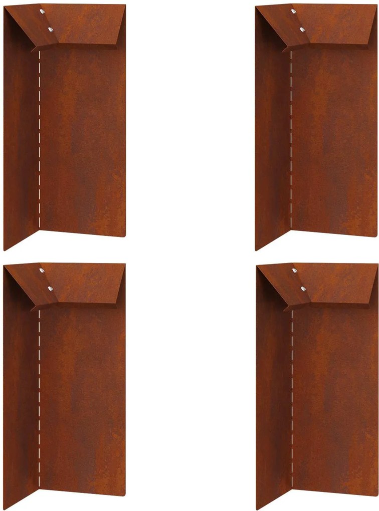 vidaXL Csiga kerítés 4 pcs Rozsdás 10 x 10 x 25 cm Időjárásálló acél