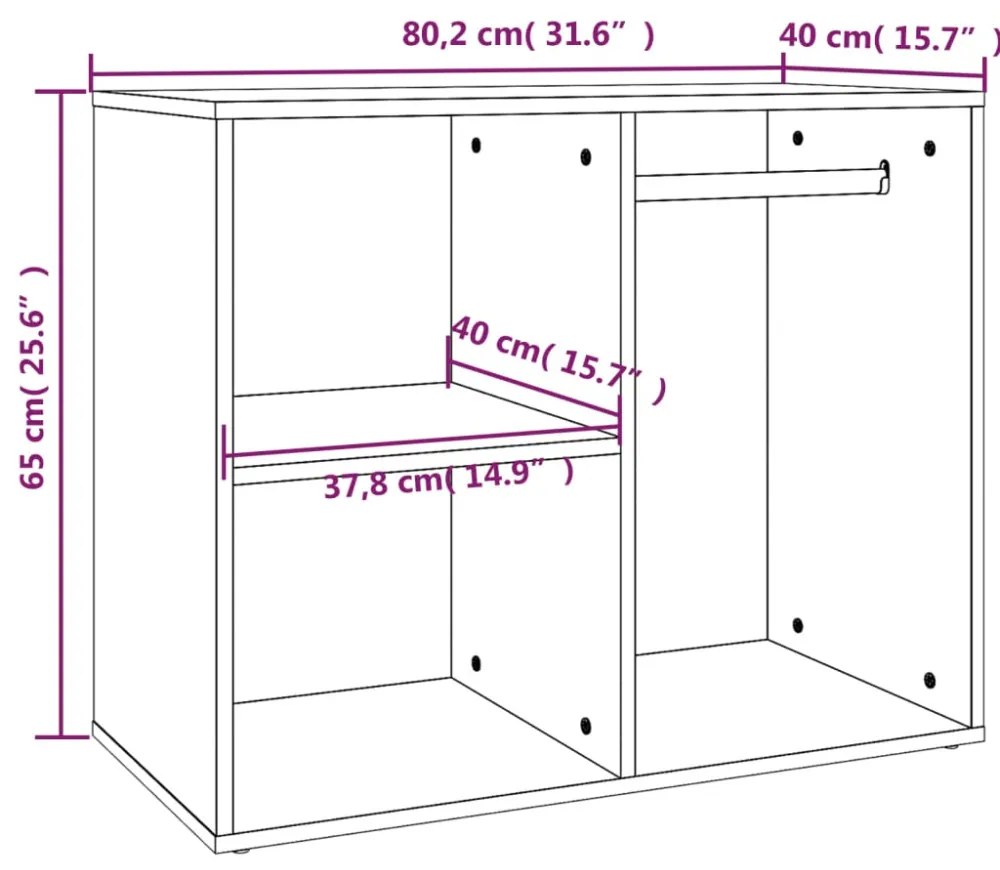 betonszürke szerelt fa pipereszekrény 80 x 40 x 65 cm
