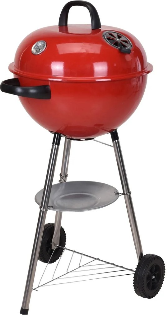 Gömb alakú hordozható grillező, Ø48 cm, rozsdamentes acél, piros
