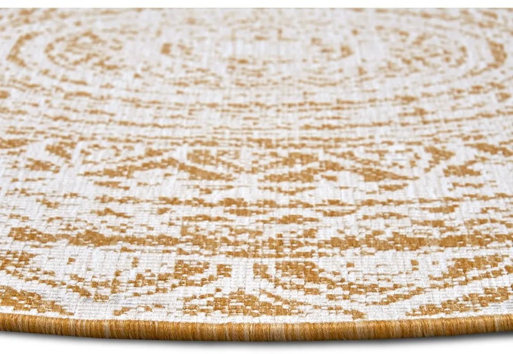 Okkersárga-fehér kerek kültéri szőnyeg ø 140 cm Siruma – NORTHRUGS