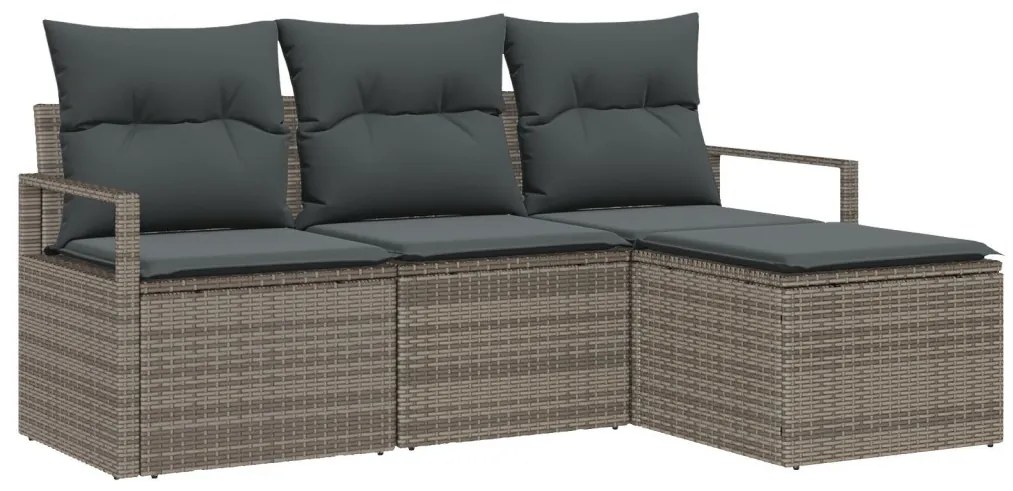 Kerti Kanapé Szett 4 pcs Szürke Poli rattan, porfestett acél