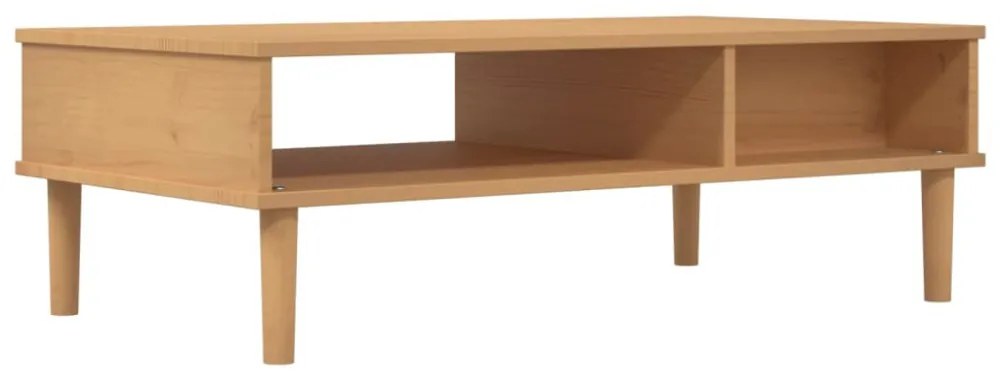 SENJA barna rattanhatású tömör fa dohányzóasztal 100x55x33 cm