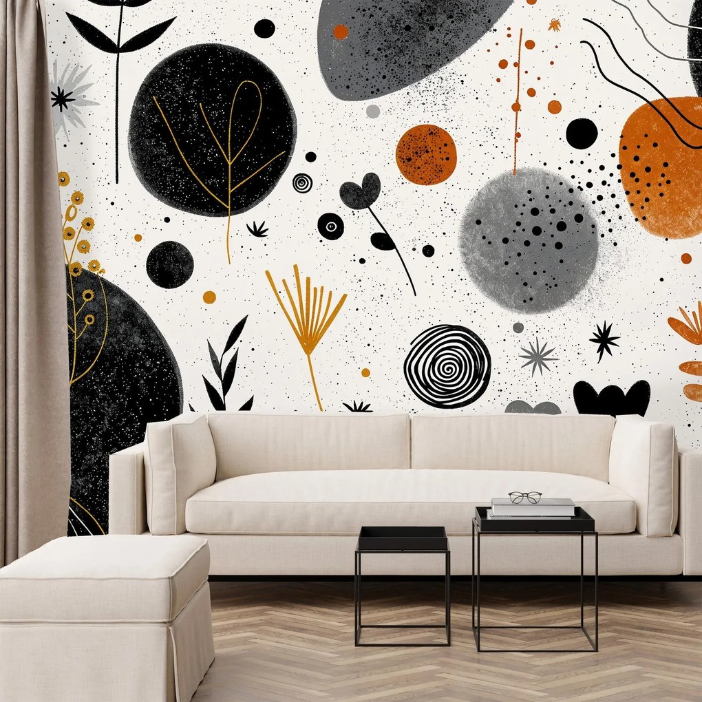 Fotótapéta - Design absztrakció körökkel és levelekkel (147x102 cm)