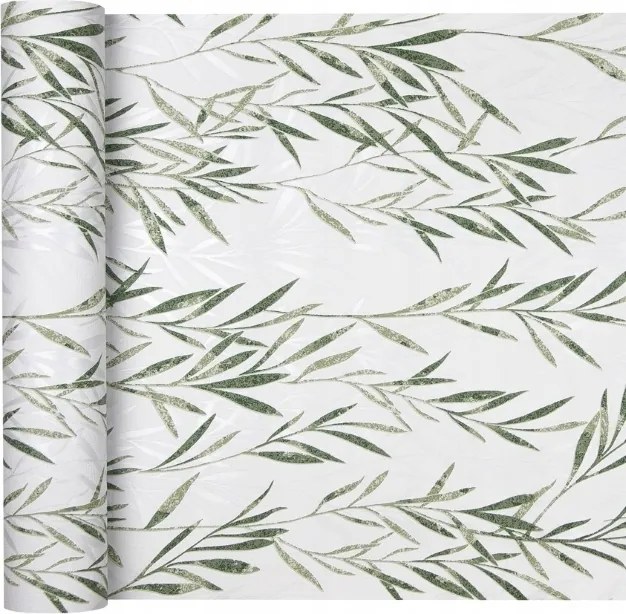 Zöld levelek mintás tapéta Vinil Ágak Flizelin Bambusz