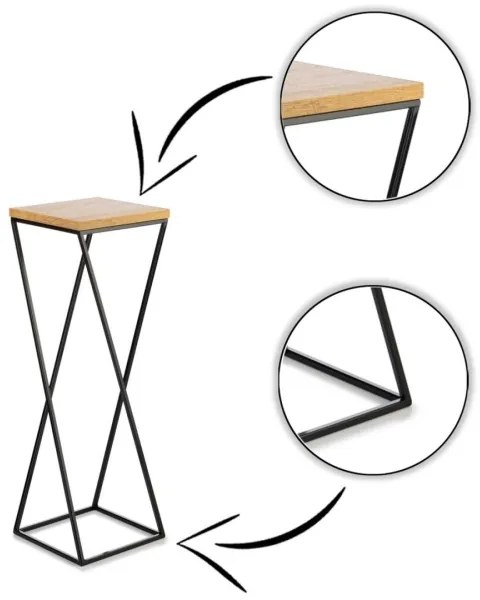 LOFT virágtartó állvány 70x24 cm fekete/barna