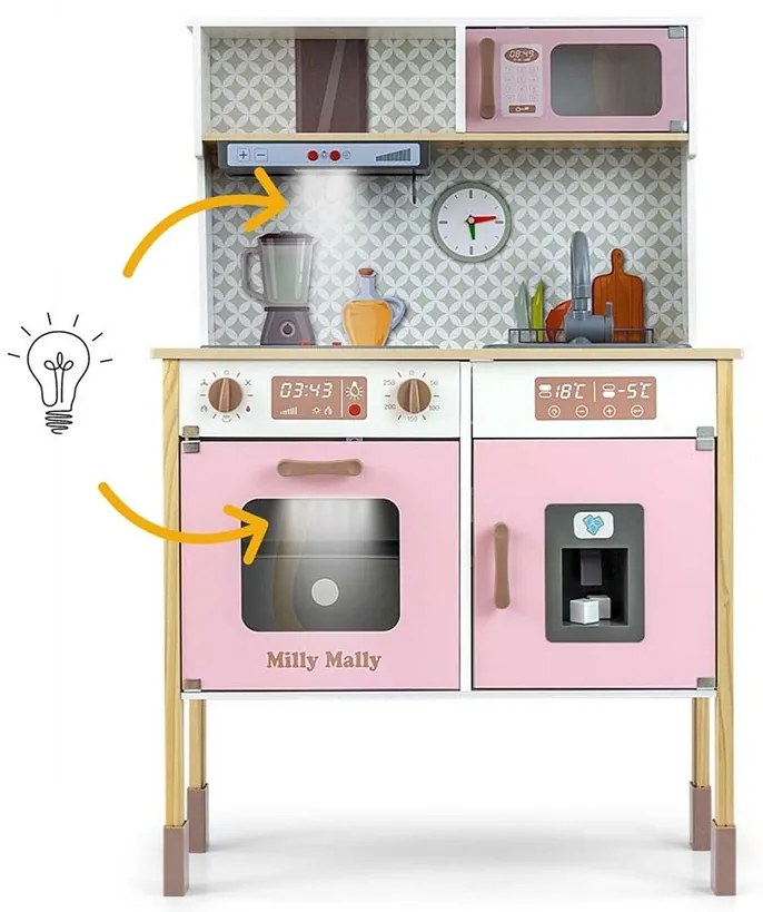 Milly Mally Bjorn Rózsaszín Fa Játékkonyha Gyerekeknek