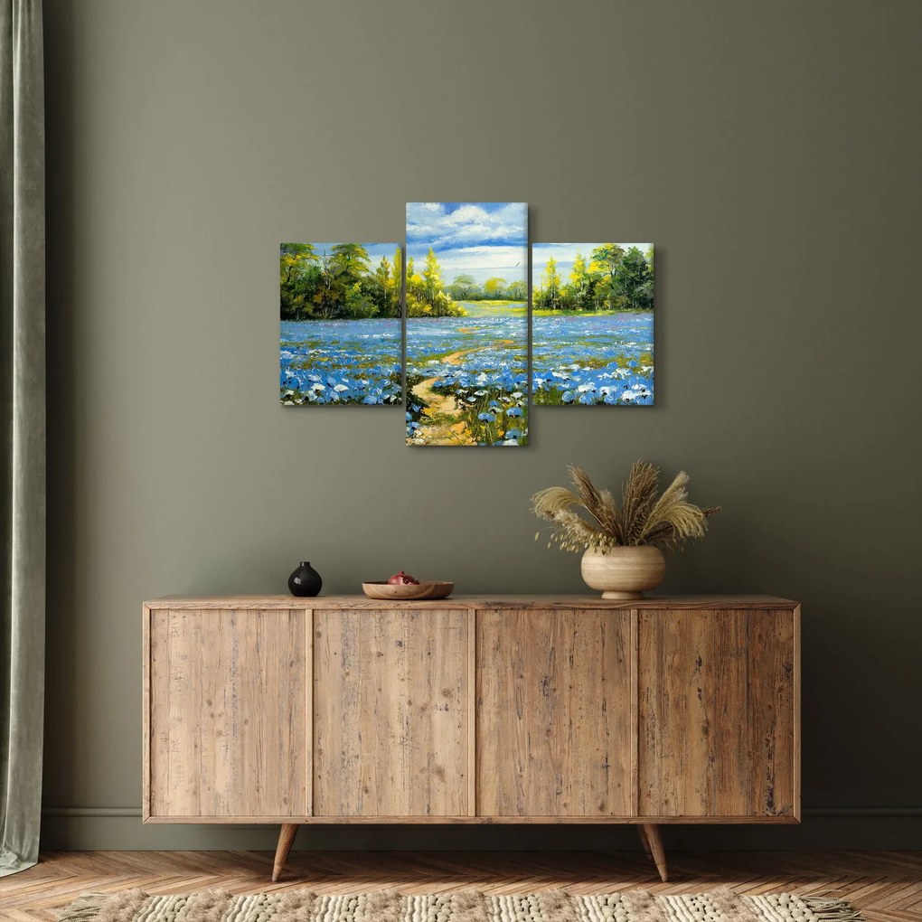 Kép - ösvény a mezőn, olajfestmény (90x60 cm)