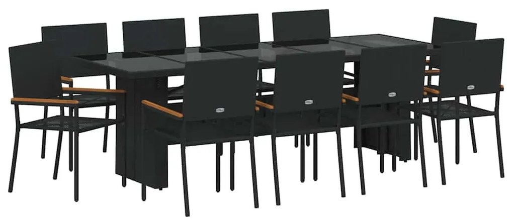 Kert étkező szett 11 pcs Fekete Poli rattan
